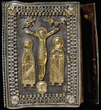 Silver Gilt Binding, Depicting the Crucifixion of Christ, with the Holy Mother of God and Holy Mary on Either Side by Armenian School