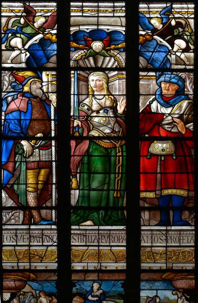 Josue, the Sibyl Europe and Amos - Stained glass in the chapel of Saint Catherine, Arnaud de Moles (1470-1520), completed in 1513 - Cathedrale Sainte Marie d
