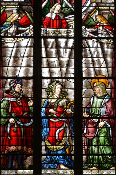 The prophet Daniel, Sibylle Cimmerienne and Saint Matthew the Evangelist - Stained glass of the chapel Saint Louis, Arnaud de Moles (1470-1520) completed in 1513 - Cathedrale Sainte Marie d