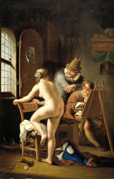 The Painter and His Model by Arnold (after) Houbraken