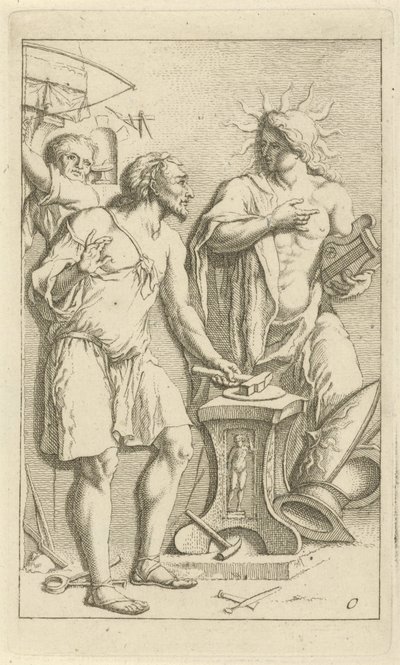Apollo in the Forge of Vulcan (Scene of Emblems Opened for the Service of Painters, Sculptors, etc. series) by Arnold Houbraken
