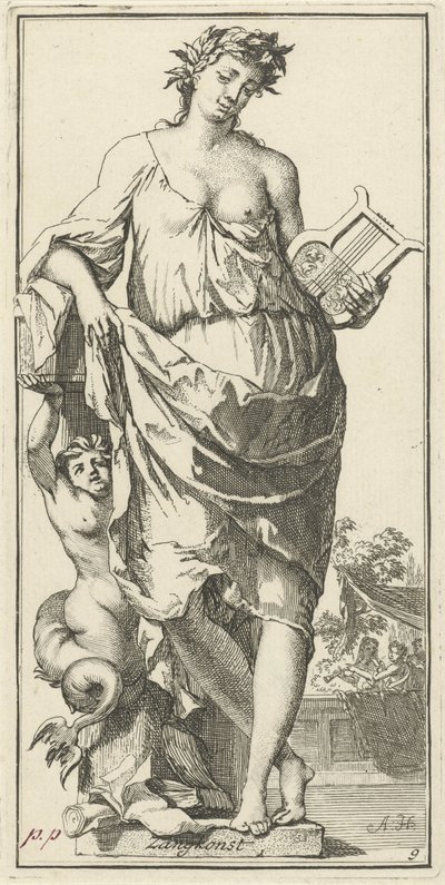 Personification of the Art of Singing (Series: Forty-One Various Emblems) by Arnold Houbraken