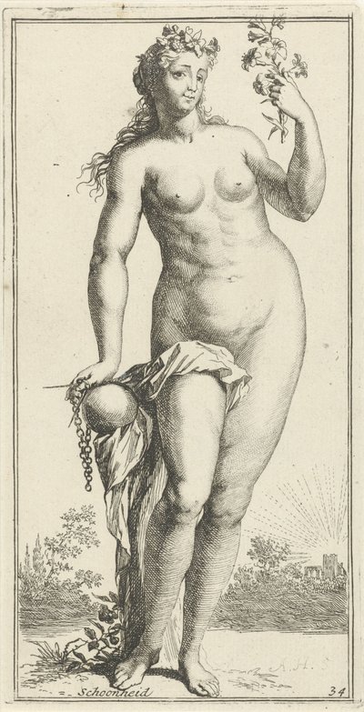 Personification of Beauty, Beauty (title on object), Forty-One Pieces, Various Emblems (series title) by Arnold Houbraken