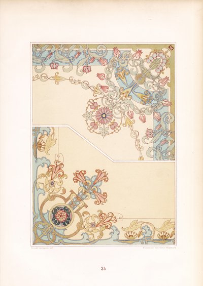 Art Nouveau Corner Ornaments with Floral Motifs by Arnold Lyongrün