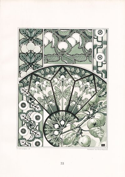 Fruit Motifs in Green Tones by Arnold Lyongrün