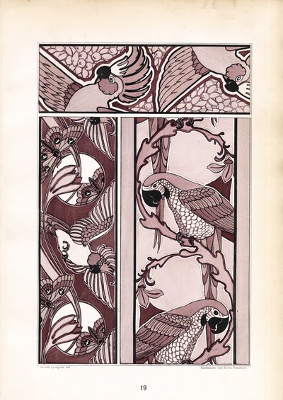 Ornamental Borders with Cockatoos and Parrots by Arnold Lyongrün