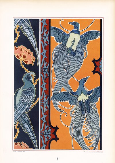 Ornamental Friezes with Stylized Birds by Arnold Lyongrün