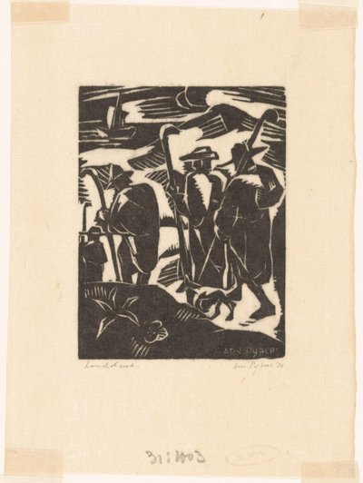 Four Shepherds and a Dog by Arnold Pijpers (signed by artist)