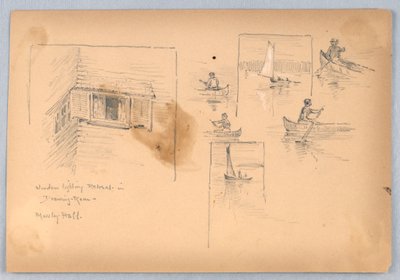 Sketch of People Canoeing and Window by Arnold William Brunner
