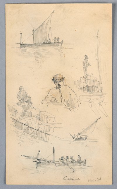 Sketches in the Harbor of Catania by Arnold William Brunner