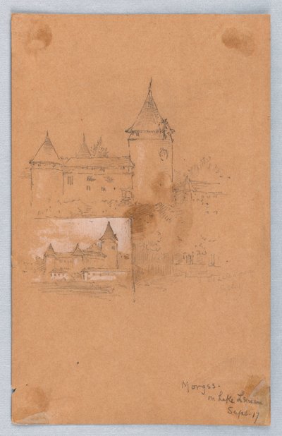 Two Sketches of Morges, Lake Geneva by Arnold William Brunner