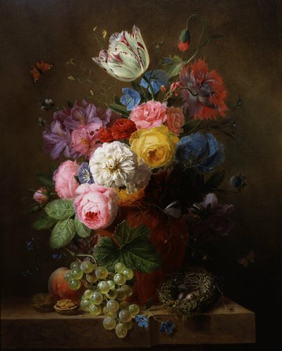 Still Life of Roses, Poppy, Azaleas and Tulips. Painting by Arnoldus Bloemers (1786-1844). Private Collection. by Arnoldus Bloemers