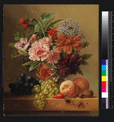 Pot of flowers and fruit, before 1844 by Arnoldus Bloemers