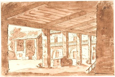 Italian Courtyard with Arcade by Aron Wallick