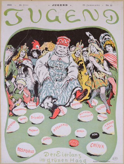 Egg Dance, cartoon on the First Hague Peace Conference, from the German magazine Jugend by Arpad Schmidhammer