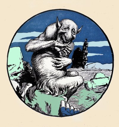 The god Pan, half goat half man. Illustration by Arpad Schmidhammer for Jugend by Arpad Schmidhammer