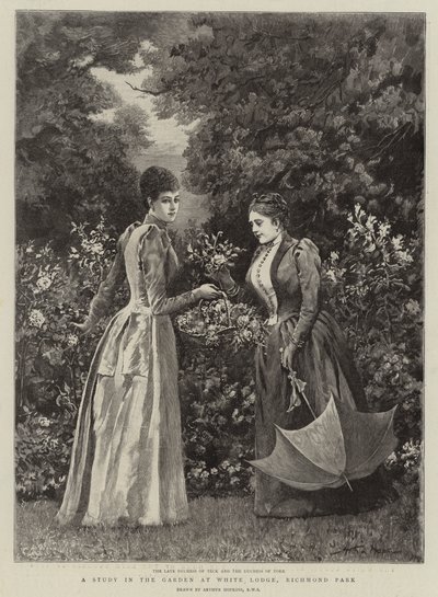 A Study in the Garden at White Lodge, Richmond Park (engraving) by Arthur (after) Hopkins