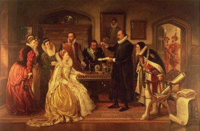 Dr William Gilbert showing his Experiment on Electricity to Queen Elizabeth I and her Court by Arthur Ackland Hunt