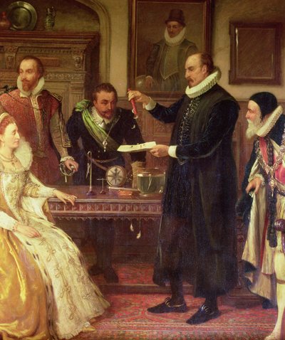 Dr. William Gilbert Showing his Experiment on Electricity to Queen Elizabeth I and her Court (detail) by Arthur Ackland Hunt