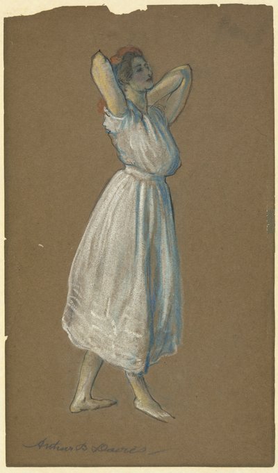 Woman Standing with Hands Behind her Head by Arthur B. Davies