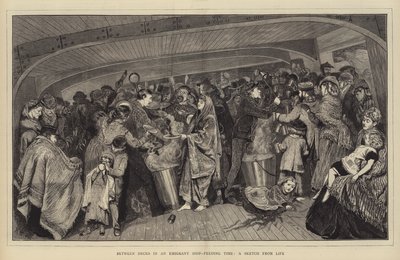 Between Decks in an Emigrant Ship, Feeding Time by Arthur Boyd Houghton