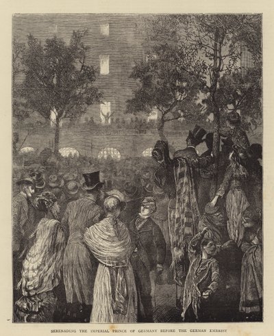 Serenading the Imperial Prince of Germany before the German Embassy by Arthur Boyd Houghton