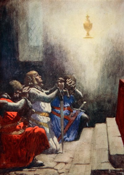 Galahad Alone Could See the Perfect Beauty of the Holy Grail, c.1925 by Arthur C. (after) Michael