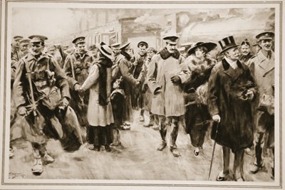 The Weekend away from the Front: British officers and men on short leave from the trenches arriving at Victoria, from 
