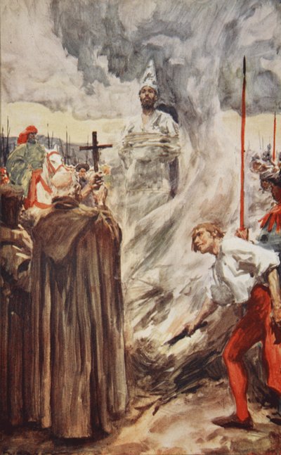 The burning of John Huss on July 6th 1415, illustration from 