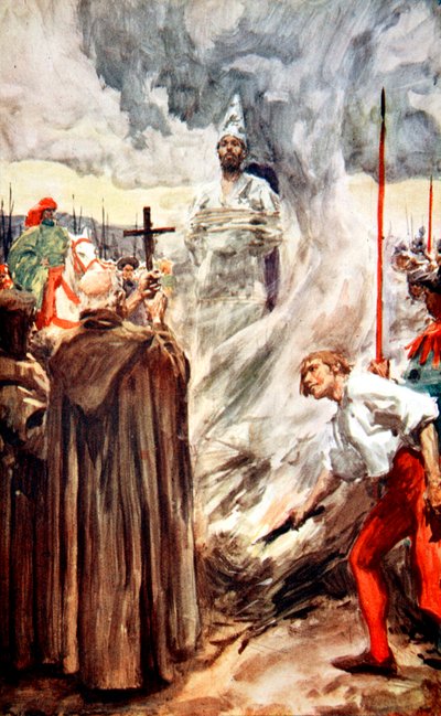 The burning of John Huss, 6 July 1415, 1913 by Arthur C Michael