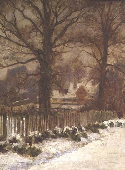 Elms in a Snowy Lane by Arthur Claude Cooke