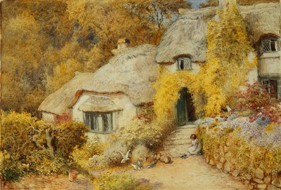 Cottages at Selworthy, Somerset by Arthur Claude Strachan