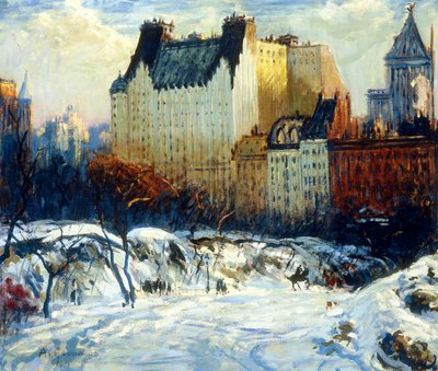 A View of the Plaza from Central Park by Arthur Clifton Goodwin