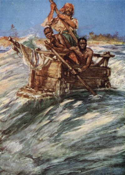 Andrew Battell Crossing the Bar at the Mouth of the Mbengo by Arthur David McCormick