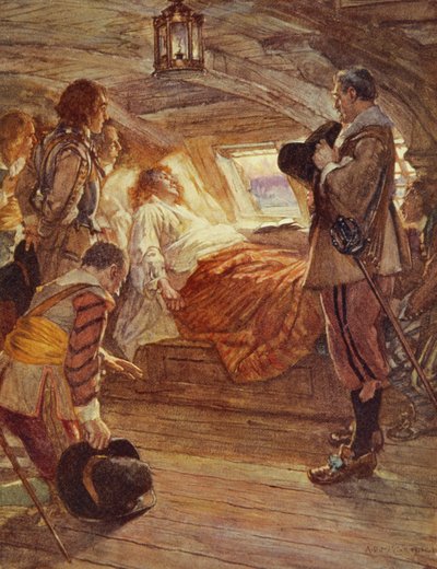 The Death of Admiral Blake illustration from Drakes Drum and Other Songs of the Sea by Henry Newbolt by Arthur David McCormick