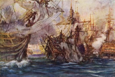 The commencement of the Battle of the Nile, the Zealous rounding the Guerrier by Arthur David McCormick