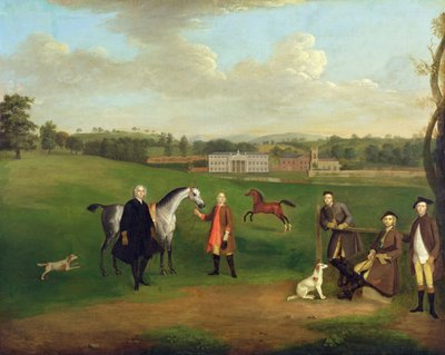 Leak Okeover, Rev. John Allen and Captain Chester at Okeover Hall, Staffordshire by Arthur Devis