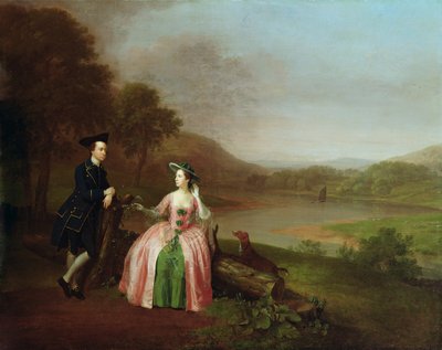 Sir George and Lady Strickland in the Grounds of Boynton Hall, near Bridlington, Yorkshire by Arthur Devis