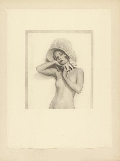 Female Nude Wearing Lace Bonnet by Arthur F. Kales