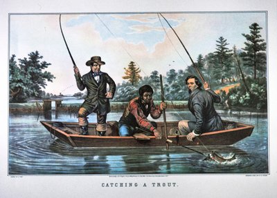 Catching a Trout, published by N. Currier by Arthur Fitzwilliam (after) Tait