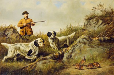 Amos F. Adams Shooting Over Gus Bondher and Son, Count Bondher by Arthur Fitzwilliam Tait