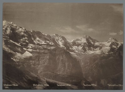 View of the Silberhorn, the Mittaghorn, the Grosshorn, the Breithorn and the Tschingelhorn in the Bernese Alps (Panorama of the Jungfrau Range) by Arthur Gabler