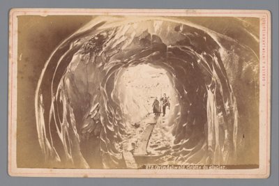 People in a Cave on the Grindelwald Glacier in Switzerland by Arthur Gabler