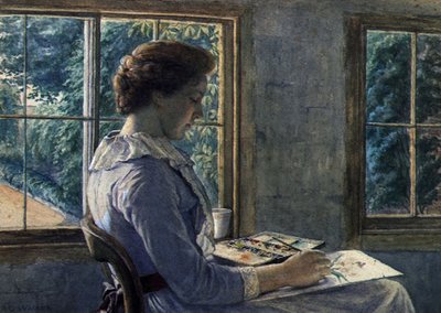 Woman Painting by Arthur George Walker
