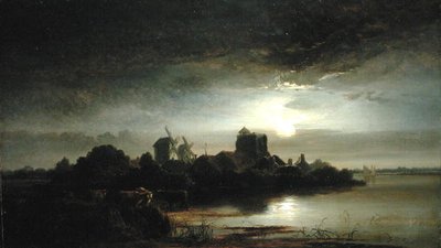 A Village by Moonlight by Arthur Gilbert