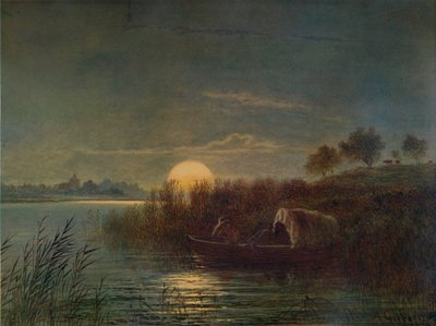 River Scene by Moonlight, with Boat, 1879, 1935 by Arthur Gilbert