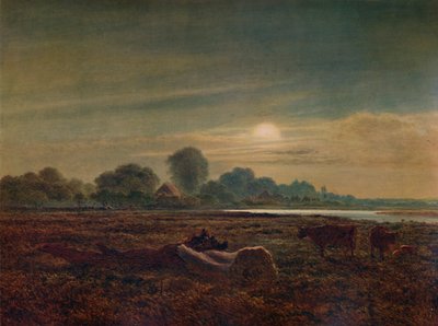 River Scene by Moonlight, with Cattle by Arthur Gilbert