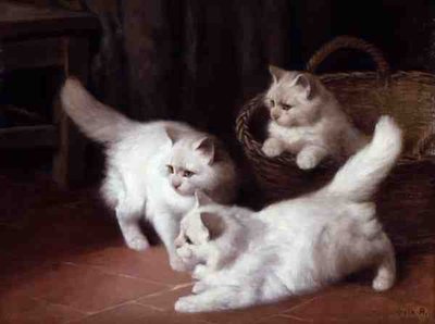 Three White Angora Kittens by Arthur Heyer
