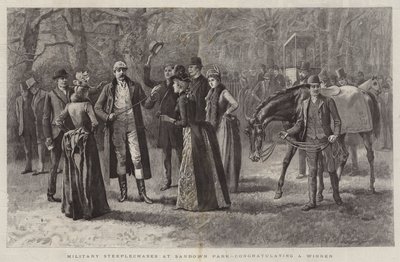 Military Steeplechases at Sandown Park, congratulating a Winner by Arthur Hopkins