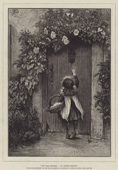 Not Tall Enough! From the Exhibition of the Royal Society of Painters in Water Colours by Arthur Hopkins